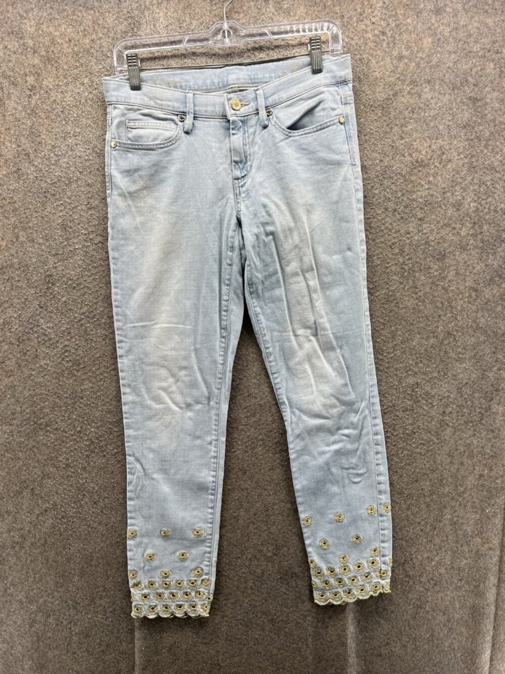 Gloria Vanderbilt Skinny Crop Jeans Womens 0 Blue Light Wash Embroidered Lace